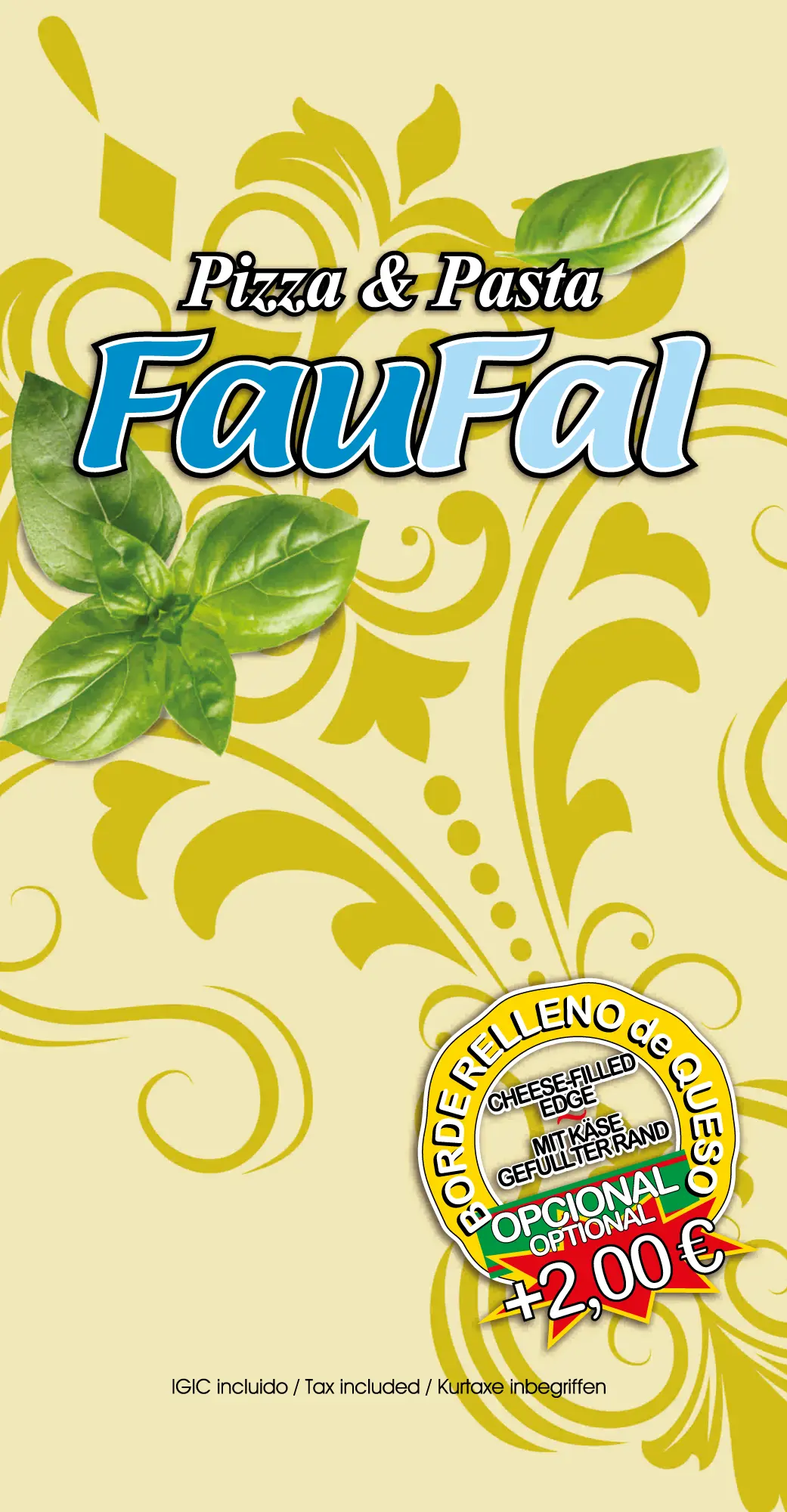 Pizzería Faufal. Carta 2025